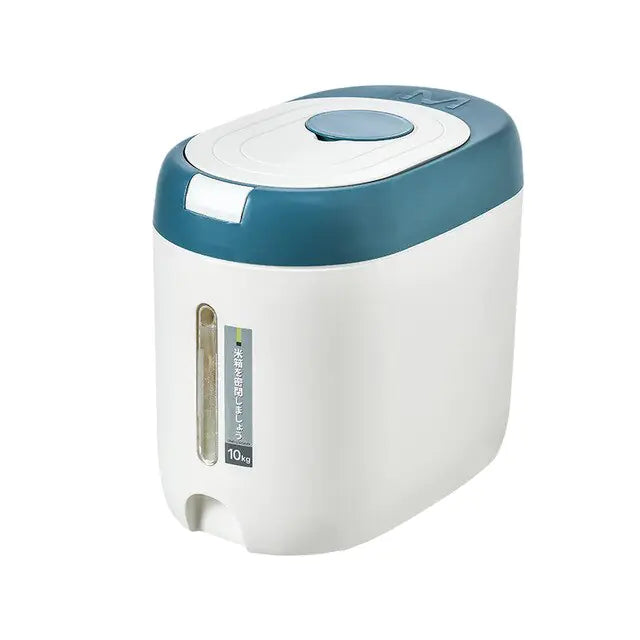 Dog Food Storage Bin Kitchen Bucket Blue 10KG: 30.8*19.5*26.5 Centimeter sold by Poopy and Poops General Pet Store poppyandpoops.ca