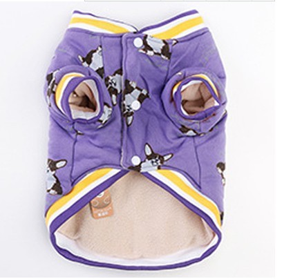 Dog Print Cotton Jacket in Purple, Navy, Yellow, and Black