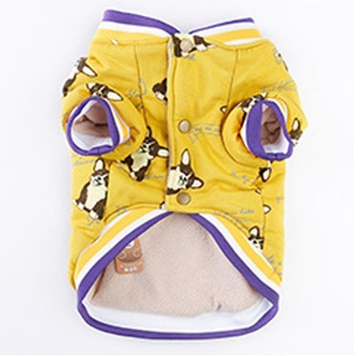 Dog Print Cotton Jacket in Purple, Navy, Yellow, and Black