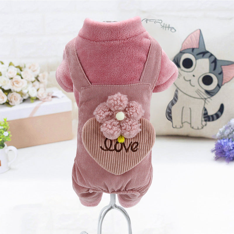 Fleece Cotton Valentine's Day Love Coverall Dog Onesie