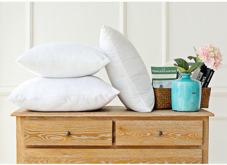 Brushed Polyester Cloth Pillow Core in sizes 35x50, 40x40, 45x45, 45x70, 45x72, 50x50, 55x55, 60x60, 65x65