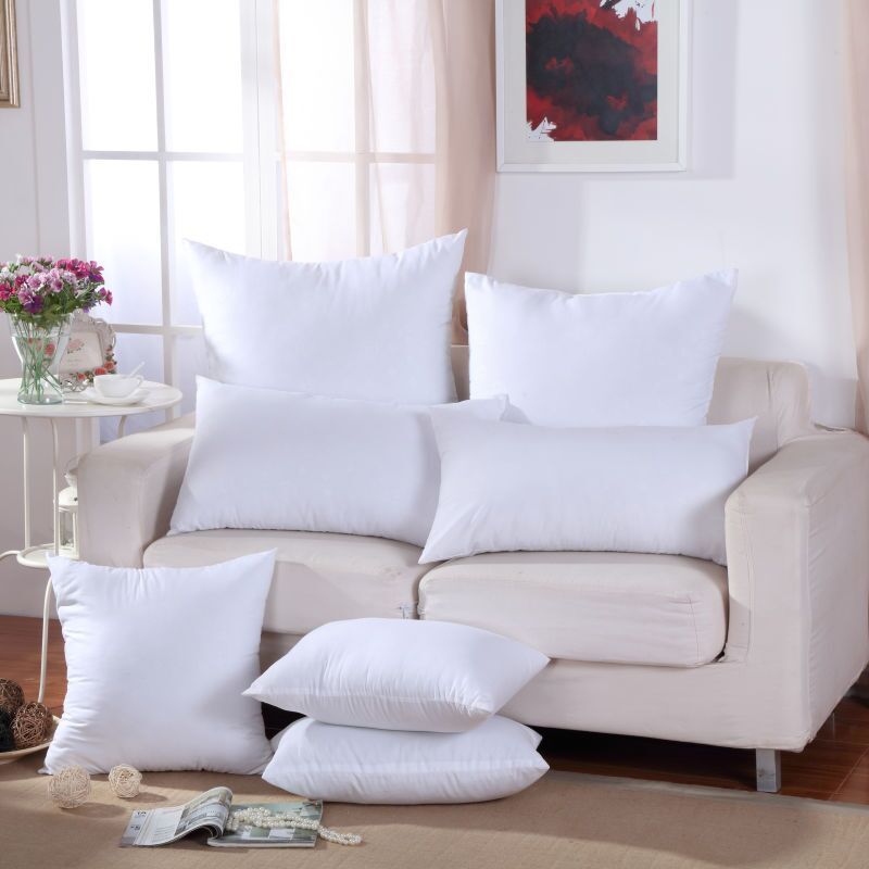 Brushed Polyester Cloth Pillow Core in sizes 35x50, 40x40, 45x45, 45x70, 45x72, 50x50, 55x55, 60x60, 65x65