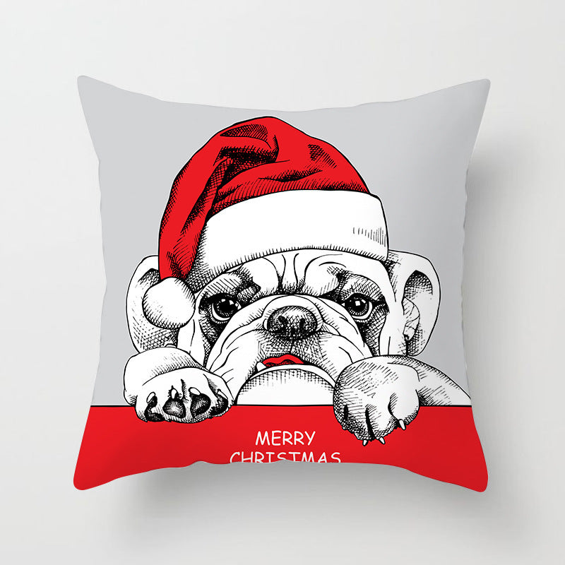 Pug Dog Print Christmas Pillowcase