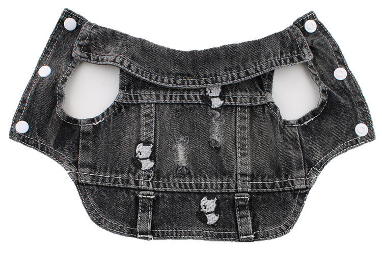 Black Ripped Pet Dog Denim Vest