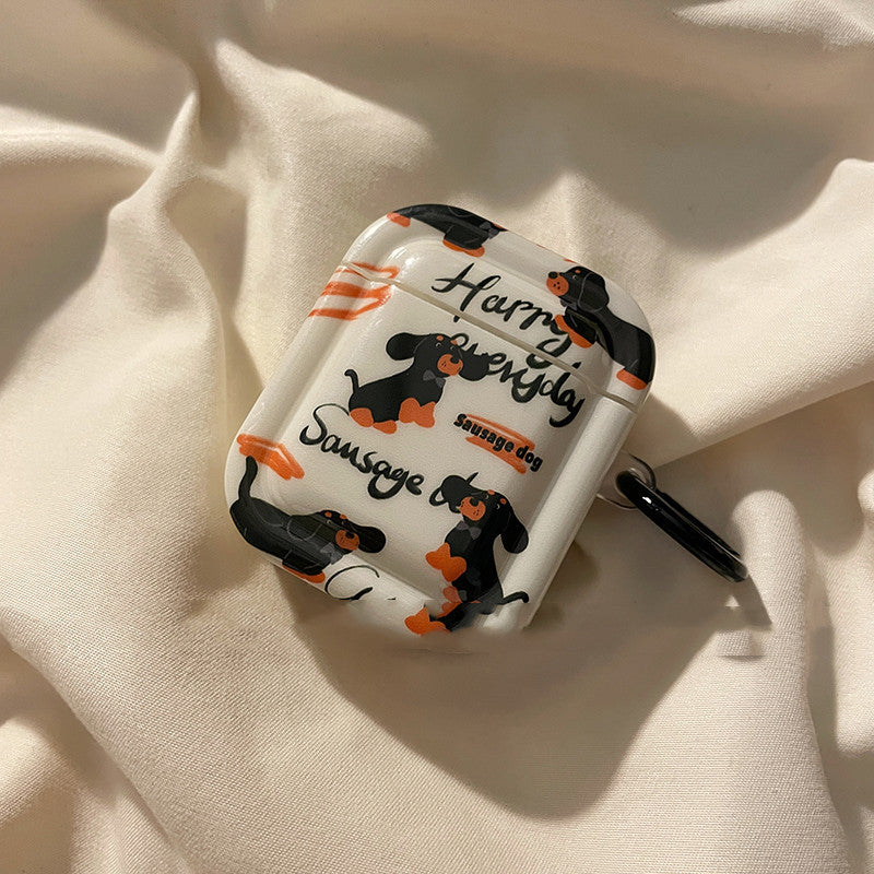 Cartoon Dachshund Silicone iPhone Case in White
