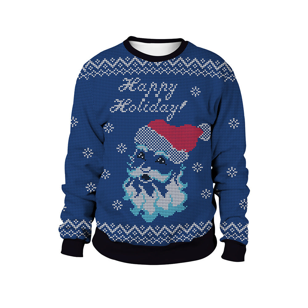 Unisex Ugly Christmas Animal Print Pullover Crew Neck Sweater