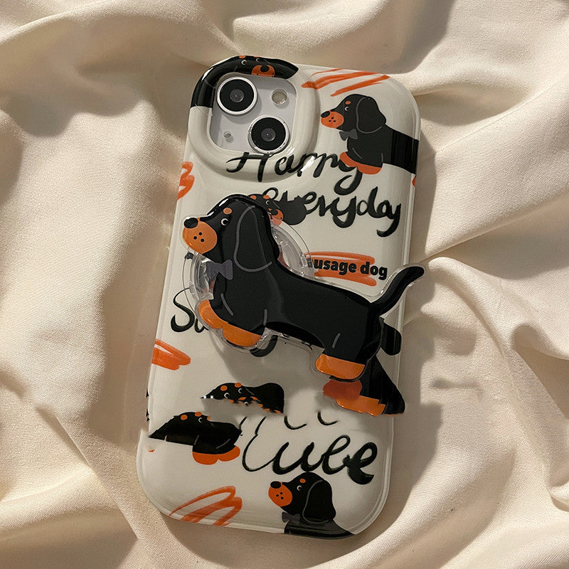 Cartoon Dachshund Silicone iPhone Case in White