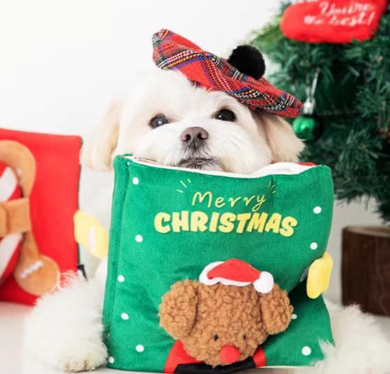 Christmas Cloth Hide a treat Book Pet Dog Chew Toys