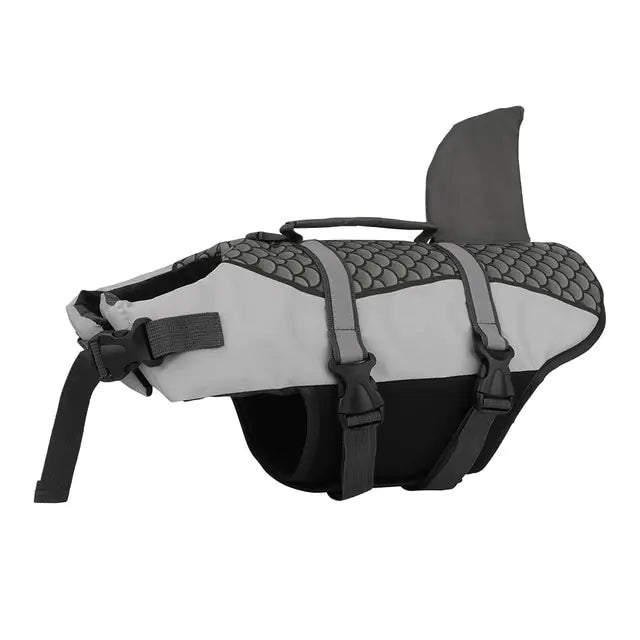 Shark Pet Dog Life Jacket Vest Gray sold by Poopy and Poops General Pet Store poppyandpoops.ca