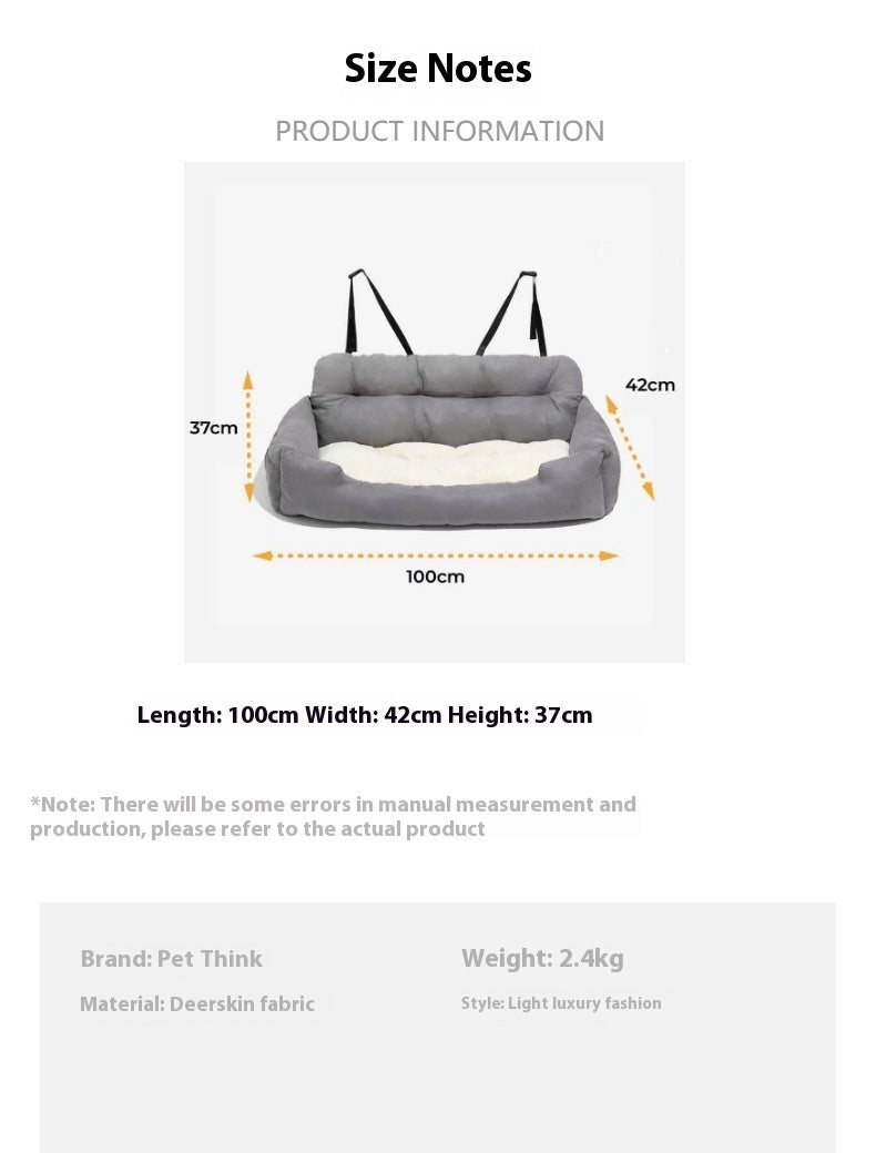 Dog Car Seat Plush Bed Bench Cushion for large Dogs in Dark and Light Gray Creamy White Green and Blue