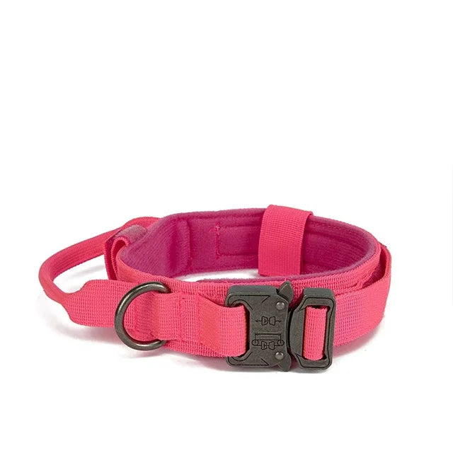 Durable Tactical Dog Collar Leash Pink Collar sold by Poopy and Poops General Pet Store poppyandpoops.ca