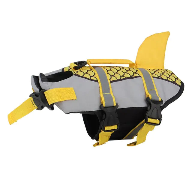 Shark Pet Dog Life Jacket Vest Yellow sold by Poopy and Poops General Pet Store poppyandpoops.ca
