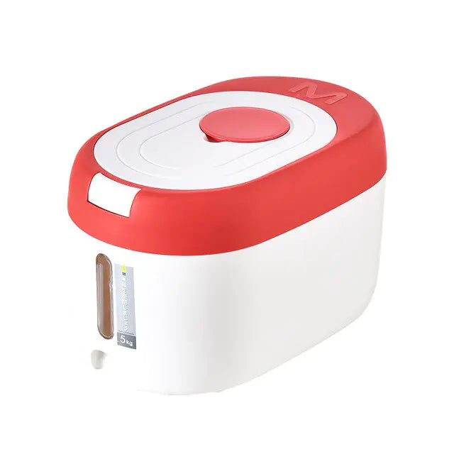 Dog Food Storage Bin Kitchen Bucket Red 5KG: 30.8*19.5*18 Centimeter sold by Poopy and Poops General Pet Store poppyandpoops.ca