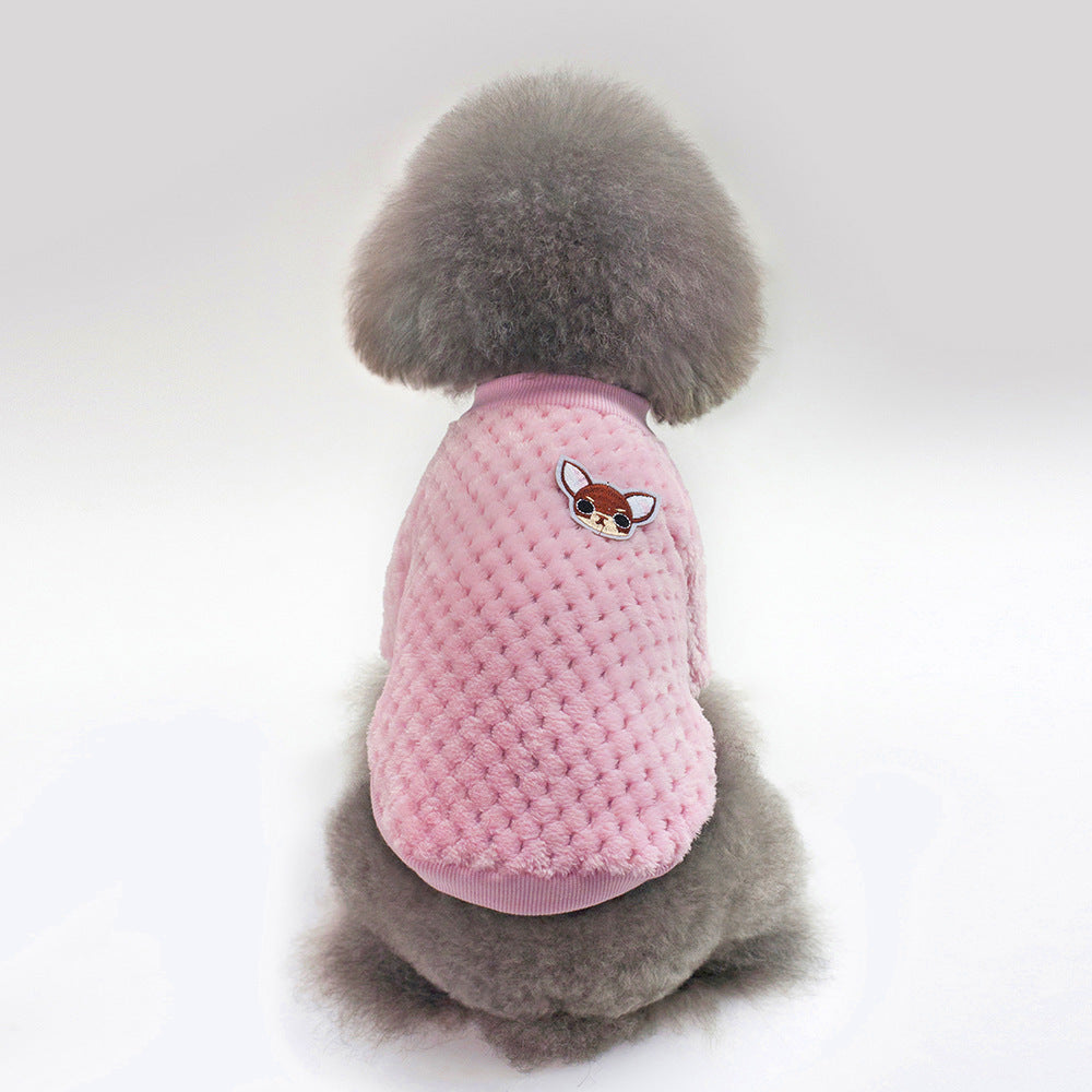 Coral Fleece Dog Sweater in Blue and Pink