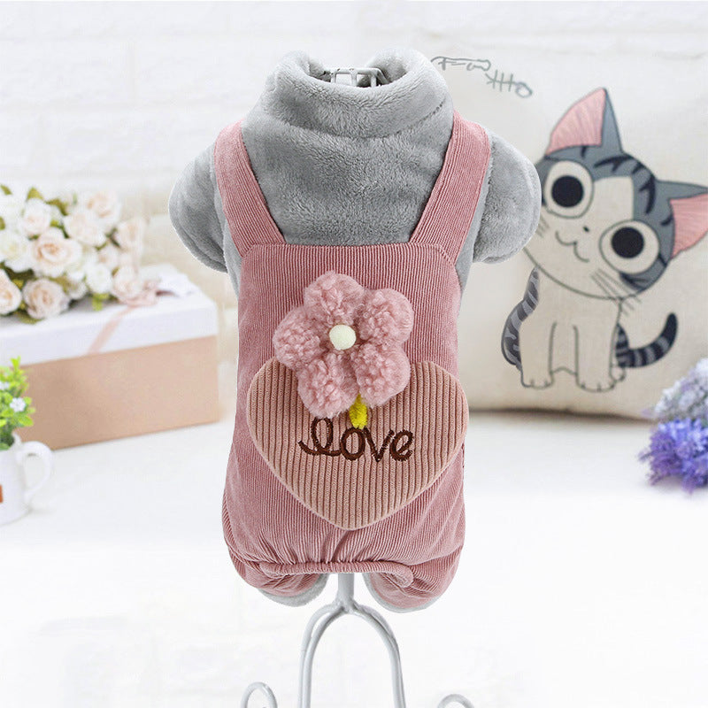 Fleece Cotton Valentine's Day Love Coverall Dog Onesie