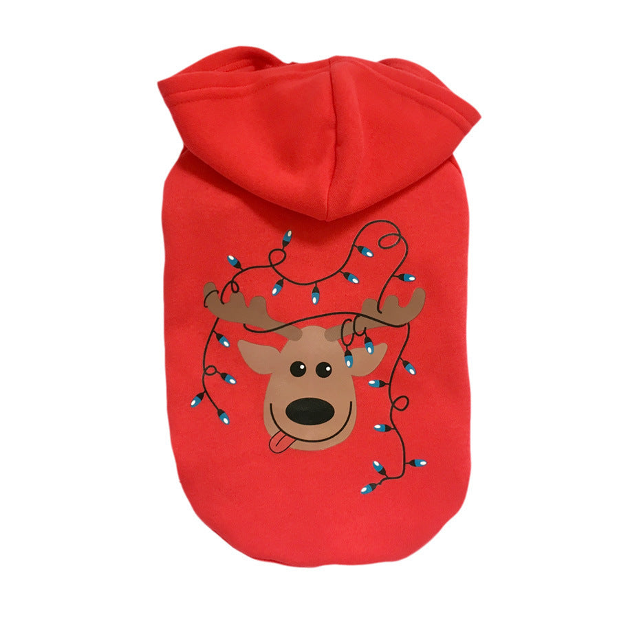 Reindeer Christmas Tree Santa Pet Dog Cotton Hoodie