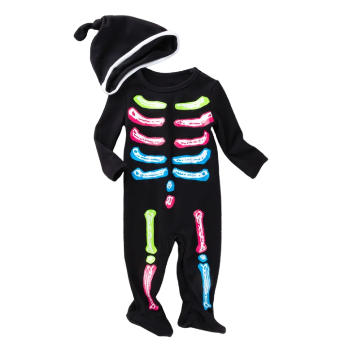 Baby Girls Boys Toddler Color Skeleton Pumpkin Christmas Eve Horror Halloween Costume I sold by Poopy and Poops General Pet Store poppyandpoops.ca