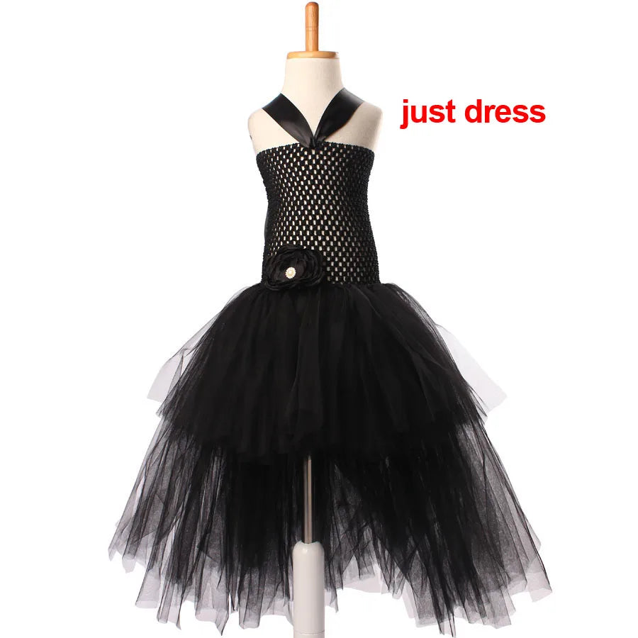 Black Unicorn Girls Tutu Dress for Children Birthday Halloween Costume Princess Kids Flower Ball Gown with Headband just dress sold by Poopy and Poops General Pet Store poppyandpoops.ca