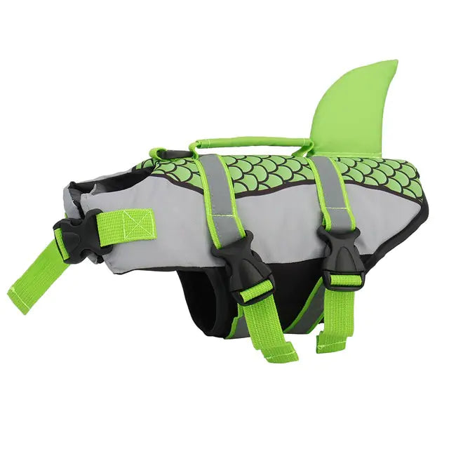 Shark Pet Dog Life Jacket Vest Green sold by Poopy and Poops General Pet Store poppyandpoops.ca