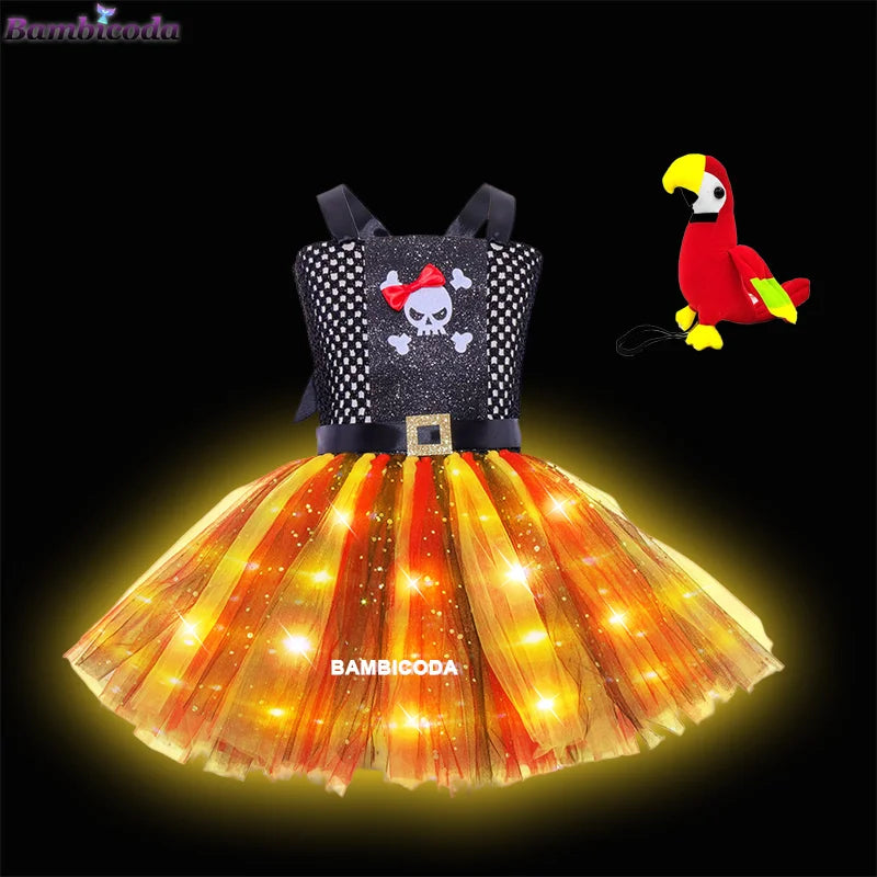 LED Children Pirate Halloween Costumes Girls Kids LED-a3 XXL(10-12Y) sold by Poopy and Poops General Pet Store poppyandpoops.ca