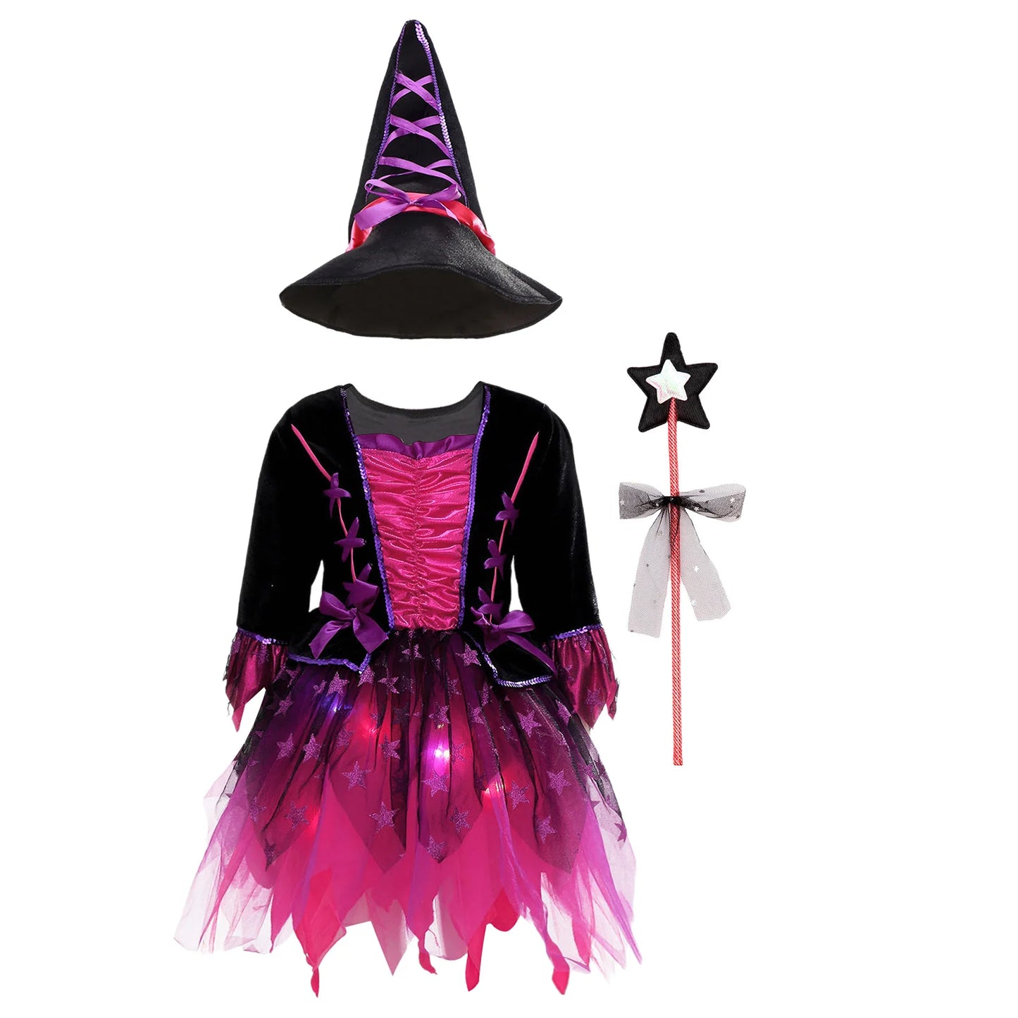 LED Girls Fairytale Wizard Witch Light Up Dress Halloween Costume Type 1 Purple sold by Poopy and Poops General Pet Store poppyandpoops.ca