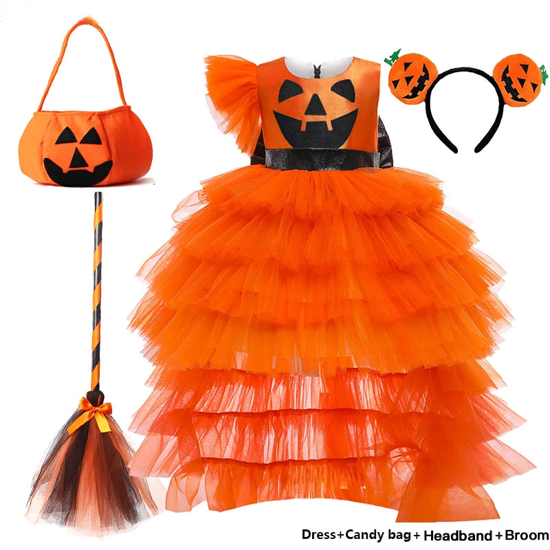 Halloween Costumes for Kids Children Pumpkin Dresses Set b-4 sold by Poopy and Poops General Pet Store poppyandpoops.ca