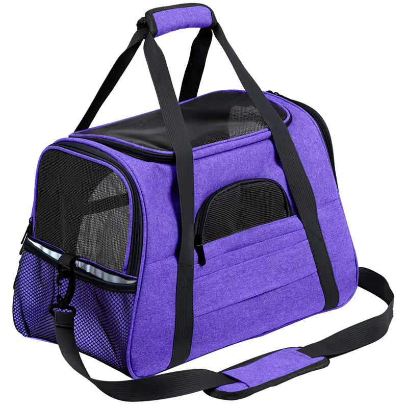Pet Dog Messenger Carrier Travel Bag Purple Blue 44.5 x 25 x 28cm sold by Poopy and Poops General Pet Store poppyandpoops.ca