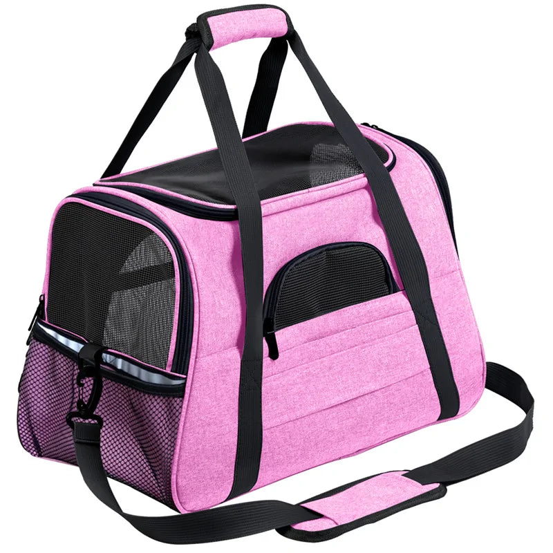 Pet Dog Messenger Carrier Travel Bag Pink 44.5 x 25 x 28cm sold by Poopy and Poops General Pet Store poppyandpoops.ca