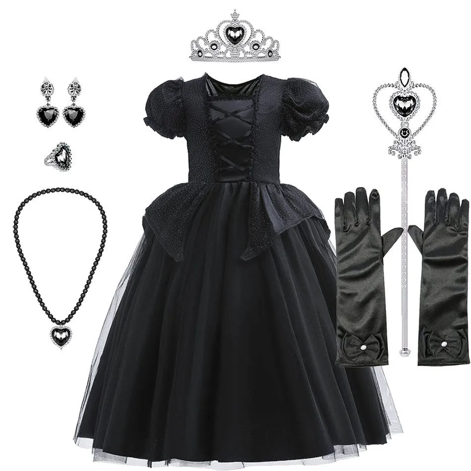 Girls Witch Costume Kids Cosplay Halloween Disguise Baby Devil Queen Pageant Fancy Clothes Princess Malefic Fantasy 3-10 Years DH43 Set 02 sold by Poopy and Poops General Pet Store poppyandpoops.ca