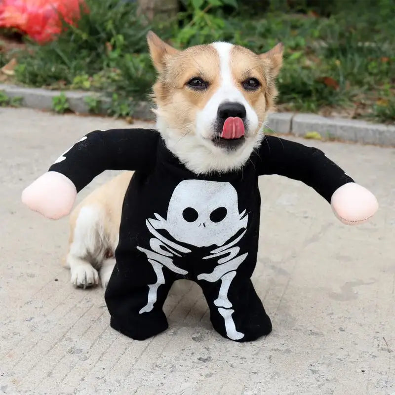 Dogs Glow In The Dark Spooky Skull Man With Plush Arms Halloween Costumes sold by Poopy and Poops General Pet Store poppyandpoops.ca