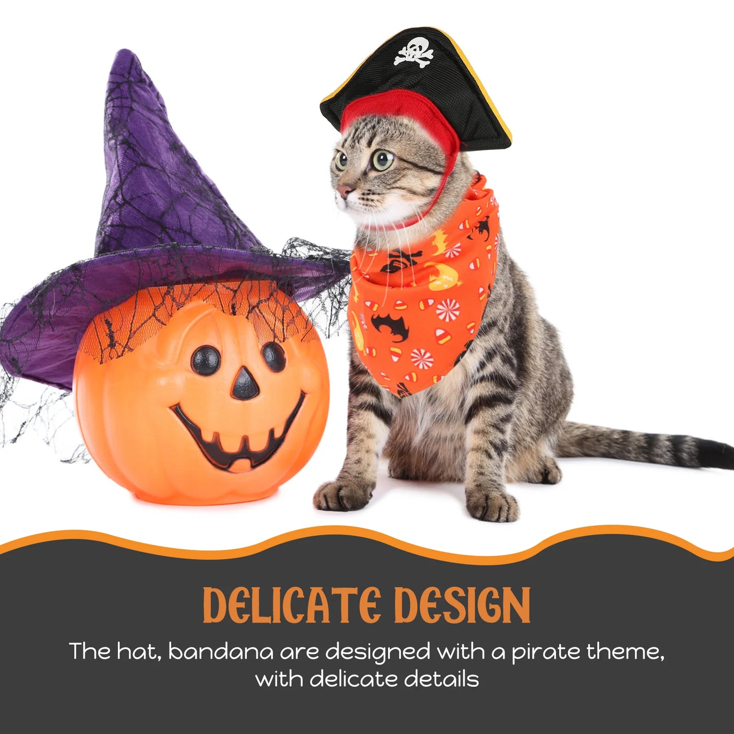 Matching Pet Dog Halloween Pirate Hat Triangle Bandana sold by Poopy and Poops General Pet Store poppyandpoops.ca