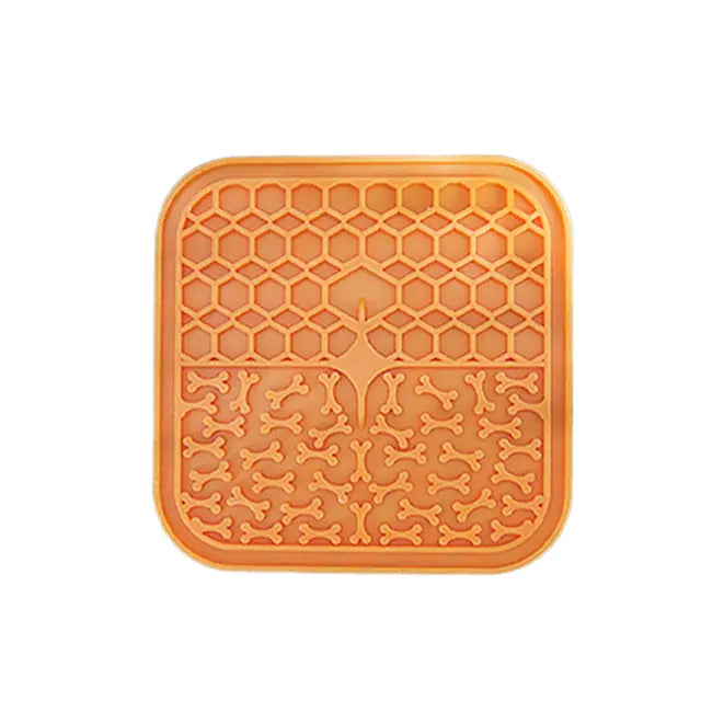 Silicone Pet Lick Mat Tray Orange sold by Poopy and Poops General Pet Store poppyandpoops.ca