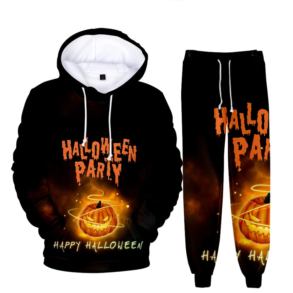 Men’s 2 Piece Set Halloween Pumpkin 3D Printing Hoodie Jogger Track Sweatsuit Set 3 CHINA sold by Poopy and Poops General Pet Store poppyandpoops.ca