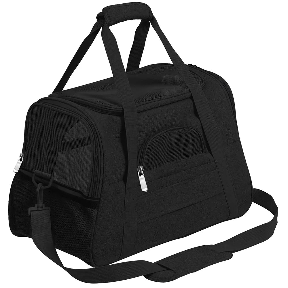 Pet Dog Messenger Carrier Travel Bag Black 44.5 x 25 x 28cm sold by Poopy and Poops General Pet Store poppyandpoops.ca