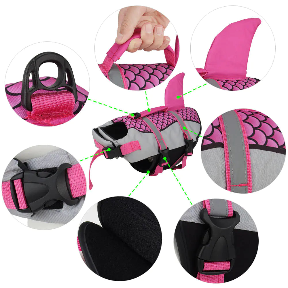 Shark Pet Dog Life Jacket Vest sold by Poopy and Poops General Pet Store poppyandpoops.ca