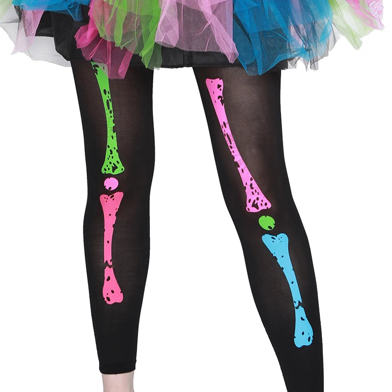 Women's Colorful Skeleton Dress with Leggings Halloween Costumes sold by Poopy and Poops General Pet Store poppyandpoops.ca