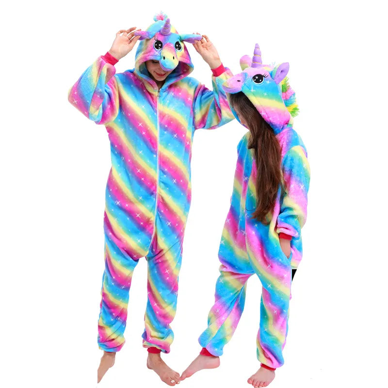Women Unicorn Onesies Unisex Autumn Winter Fox Deer Onesies Kids Nightwear Anime Costumes Adults Flannel Sleepwear Men Pajamas Blue Rainbow TianMa sold by Poopy and Poops General Pet Store poppyandpoops.ca