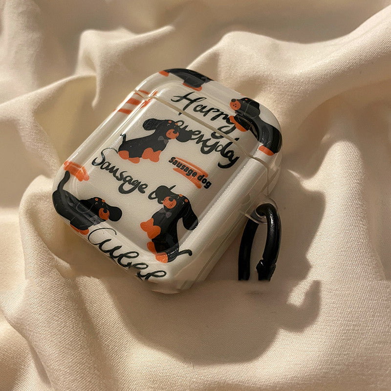 Cartoon Dachshund Silicone iPhone Case in White