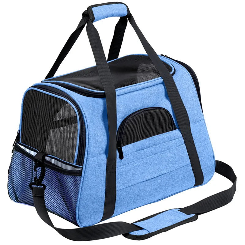 Pet Dog Messenger Carrier Travel Bag Blue 44.5 x 25 x 28cm sold by Poopy and Poops General Pet Store poppyandpoops.ca