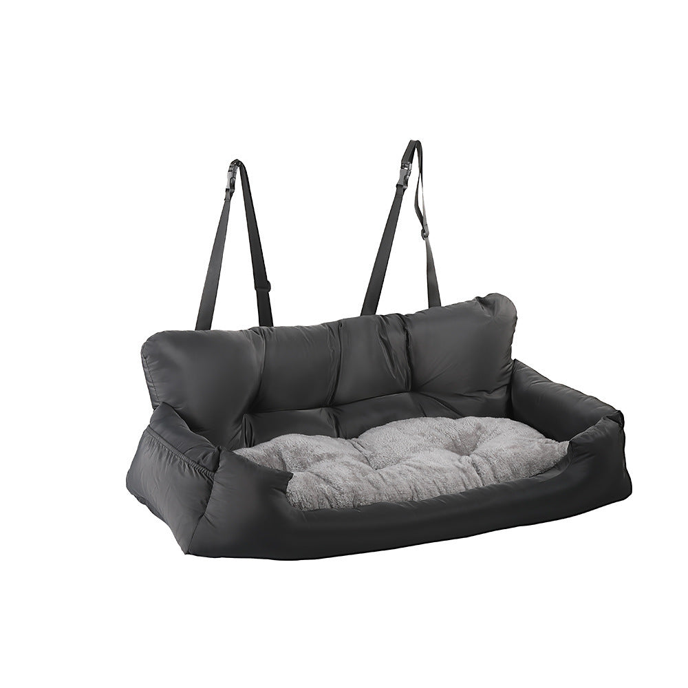 Dog Car Seat Plush Bed Bench Cushion for large Dogs in Dark and Light Gray Creamy White Green and Blue