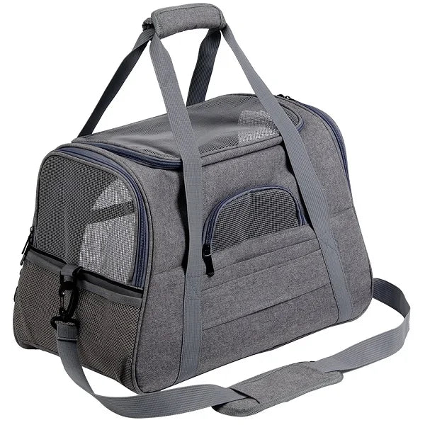 Pet Dog Messenger Carrier Travel Bag Light Grey 44.5 x 25 x 28cm sold by Poopy and Poops General Pet Store poppyandpoops.ca
