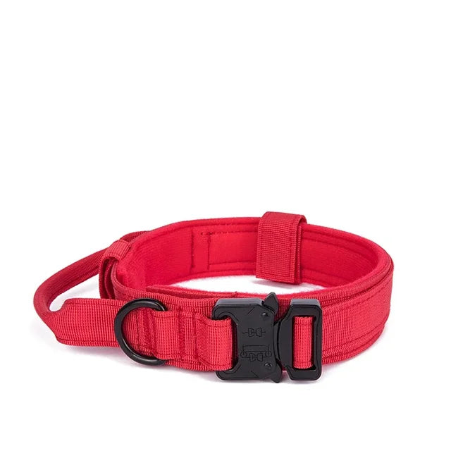 Durable Tactical Dog Collar Leash Red Collar sold by Poopy and Poops General Pet Store poppyandpoops.ca