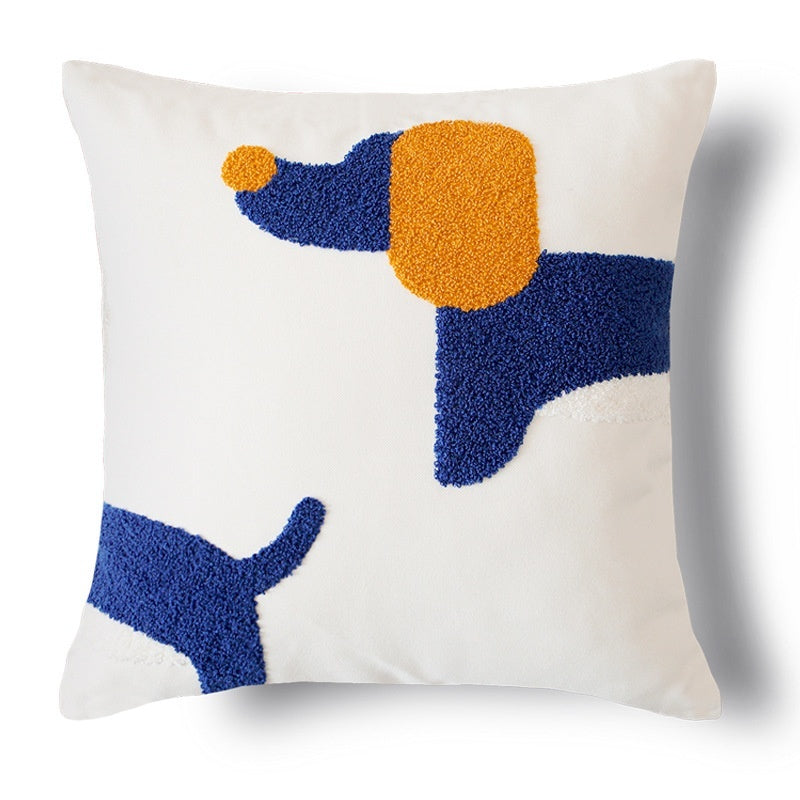 30x50 and 45x45 Embordered Dachshund Couch Throw Pillowcase in Orange Black Blue and Brown