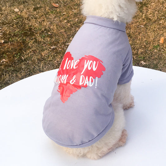 New Pet Clothes Dog Clothing Round Neck Printed Raglan Sleeve T-shirt