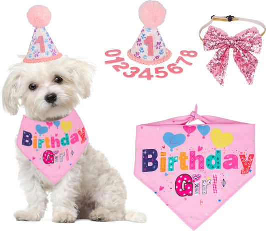 Dog Birthday Party Supplies Banner, Hat, Bandana, Bow