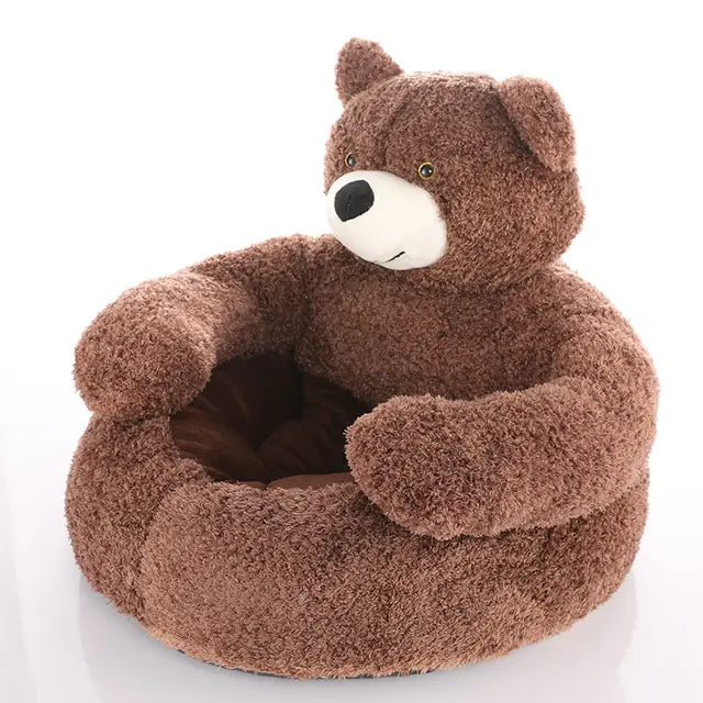 Warm Bear Hug Plush Dog Bed Coffee 45CM sold by Poopy and Poops General Pet Store poppyandpoops.ca