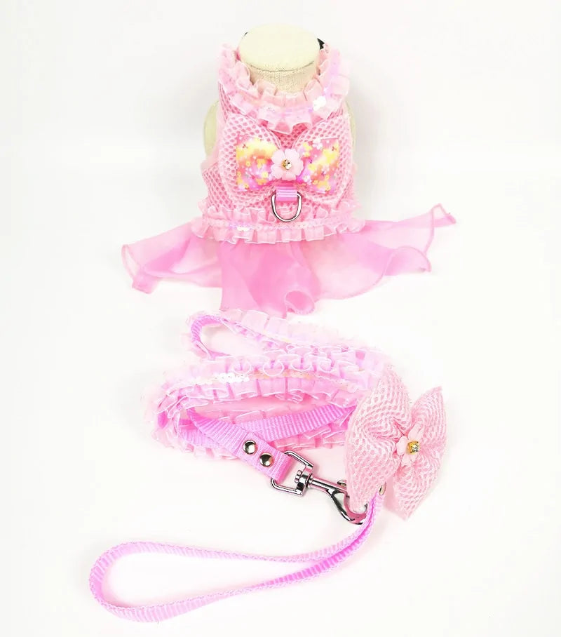 Princess Dog Dress Harness and Leash Set Pink sold by Poopy and Poops General Pet Store poppyandpoops.ca