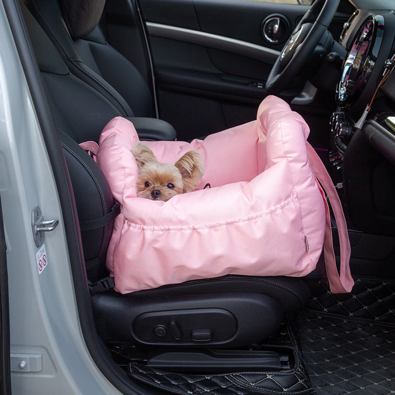 Padded Pet Dog Car Seat Carrying Bag in Pink Gray Blue and Brown