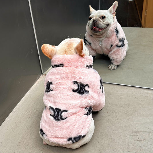 Velvet Fleece Dog Coat in Pink