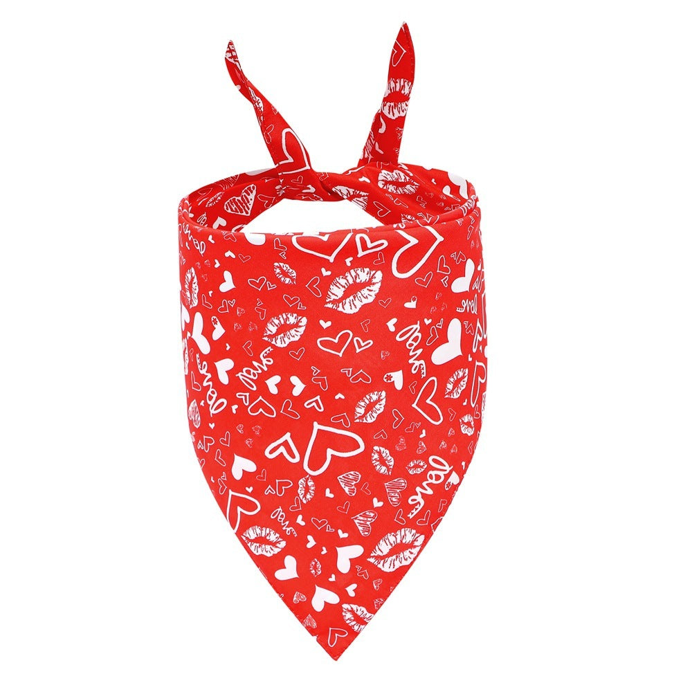 Love and Kiss Valentine's Day Pet Dog Scarf Bandana